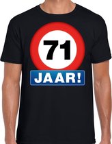 Stopbord 71 jaar verjaardag t-shirt - zwart - heren - 71e verjaardag - Happy Birthday shirts / kleding XL