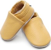 Pantoufles Bébé en cuir - Blauw/ Grijs - 0 mois - Cuir - Chaussures de bébé - filles - cadeau de maternité - douche de bébé