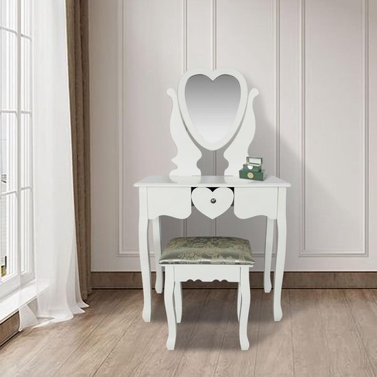 Coiffeuse miroir forme coeur - table de maquillage - coiffeuse - avec  tabouret | bol.com