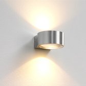 Wandlamp Hudson Aluminium - Ø11cm - LED 2x4W 2700K 2x360lm - IP54 > wandlamp binnen mat staal | wandlamp buiten mat staal | wandlamp mat staal | buitenlamp mat staal | muurlamp mat