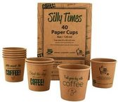 Kleine koffiebekers, karton, 4oz/ 120ml, espresso, "Silly times", verpakt per 40 stuks in doosje
