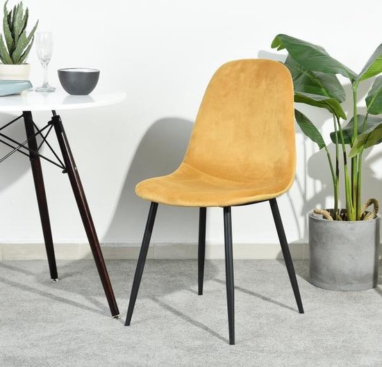 Eetkamer stoelen - Set van 4 - Scandinavisch design - Geel | bol.com