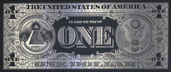 Schilderij One Dollar Bill - Achterkant Dollar Biljet | 150 x 65 cm | PosterGuru.nl