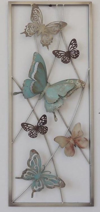 décoration murale - peinture métal - papillons - 25x60
