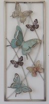 wanddecoratie - metaal schilderij - vlinders - 25x60