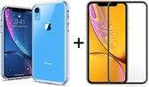 iPhone XR hoesje siliconen case cover transparant - Full Cover - 1x iPhone XR screenprotector Glas