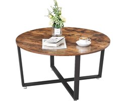 MIRA Home - Salontafel rond - Bijzettafel rond - Industrieel - Spaanplaat - Donkerbruin - 88x88x47