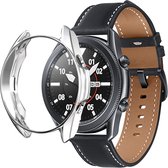 YONO Bumper geschikt voor Samsung Galaxy Watch 3 45mm – Siliconen Case Screenprotector – Zilver