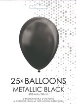 Metallic zwarte ballonnen | 25 stuks