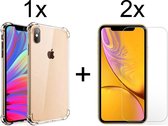 iphone xs max hoesje shock proof  case - iPhone xs max hoesje transparant - hoesje iPhone xs max - iPhone xs max hoesjes cover hoes - 2x iPhone xs max screen protector glass