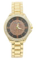 Dielay - Horloge met Steentjes - Kast 33 mm - Metaal - Quartz - Goudkleurig