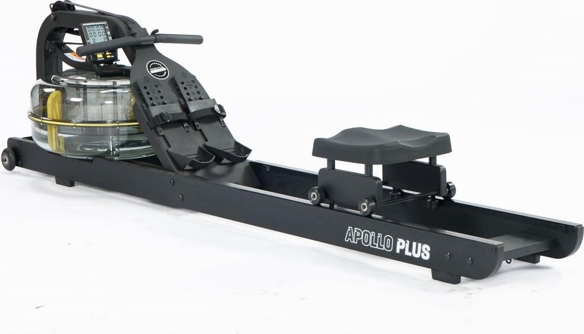 Afbeelding 2 van Fluid Rower Apollo Plus Black Roeimachine met 4 weerstanden - Roeiapparaat voor thuis - Verstelbaar - Water weerstand - Inclusief hartslagfunctie
