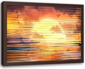 Foto in frame Magische zonsondergang, 100x70cm, oranje/geel, Premium print