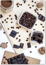 Schilderij Koffie en Chocolade, 4 maten, Bruin-Wit (wanddecoratie)