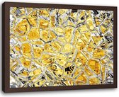 Foto in frame Glazen mozaïek, 100x70cm, Goud/zilver, Premium print