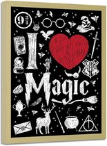 Foto in frame ,I love magic , Harry potter , 70x100cm , wit rood zwart , wanddecoratie , Premium Print