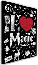 Schilderij , I love magic , Harry potter ,2 maten , wit rood zwart , wanddecoratie , Premium Print