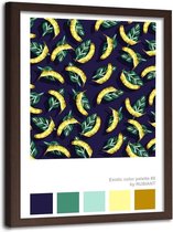 Foto in frame Abstracte banaan, 70x100cm, blauw/geel, Premium print