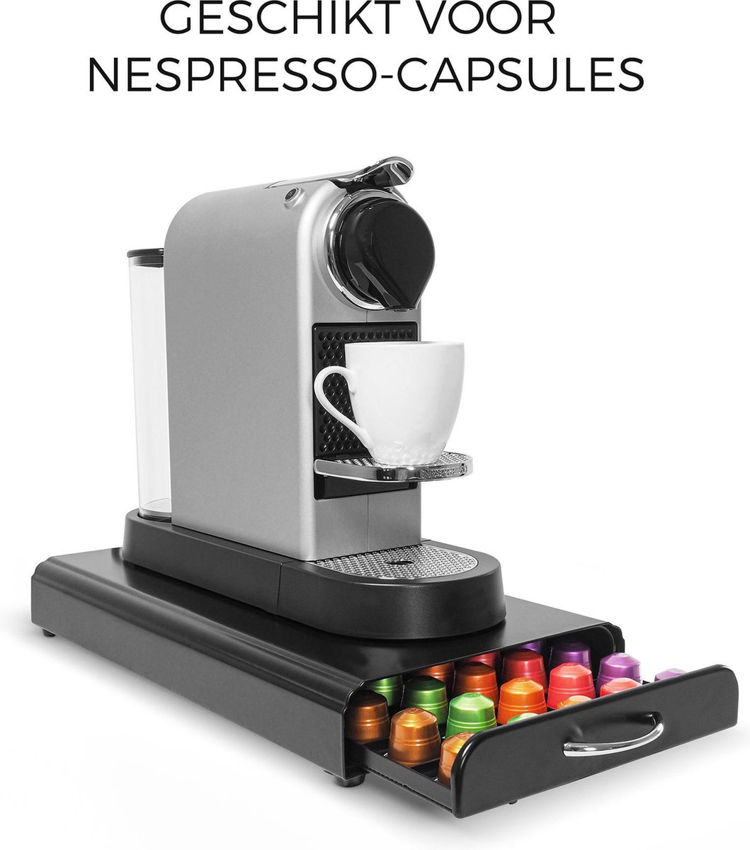 Geweldig universiteitsstudent handig Gadgy Capsulehouder met Lade - Koffiecups Houder Nespresso - 50 Capsules -  Zwart | bol.com