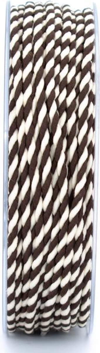 Luxe Cadeaulint Gedraaid Koord - Bruin / Wit (25 meter lang & 3mm breed)