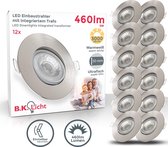 B.K.Licht - Inbouwspots - LED - 12 stuks - voor binnen - spotjes inbouw - kantelbaar - ronde - Ø9cm - 3.000K - 460Lm - 5W - nikkel