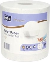 Tork Premium T2 Soft Mini Jumbo-toiletpapier, 2-laags, 850 vel, reliëf, wit