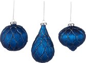 Goodwill Kerstbal Blauw D 8 cm Voordeelaanbod Assortiment van 3 stuks