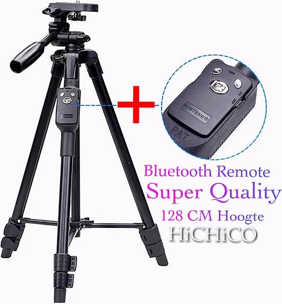 Trottoir waarheid gespannen Super Smartphone Tripod Camera Statief 128 Cm Inclusief Bluetooth Remote  Shutter – HiCHiCO | bol.com
