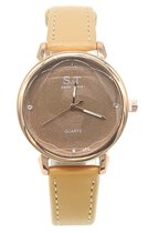 Dielay - Horloge - Kast 34 mm - Band Kunstleer - Quartz - Bruin