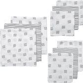 Meyco Baby Block Stripe starterset - 9-pack - hydrofiel - grey