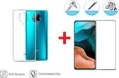 2-In-1 Screenprotector Hoesje  Bescherming Protector Set Geschikt Voor Xiaomi Poco F2 Pro - Full Cover 3D Tempered Glass Screen Protector Met Siliconen Back Bescherm Hoes Cover Case - Doorzic