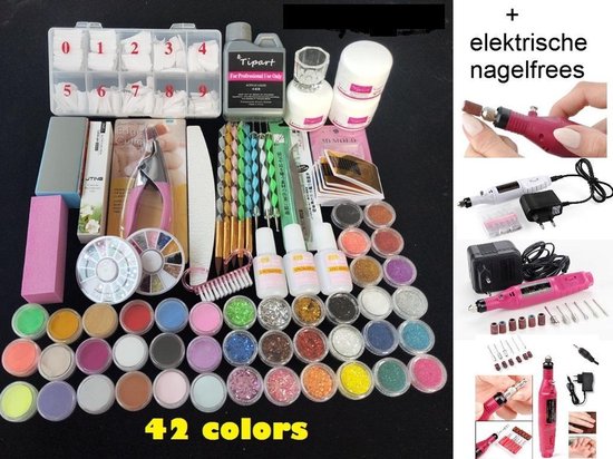 gangpad toelage Interessant Acrylnagels Starterspakket | 42 kleuren | 500 Tips | incl.  Nagelfreesmachine | bol.com