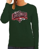 Merry Christmas Kerstsweater / foute Kersttrui groen voor dames - Kerstkleding / Christmas outfit XS