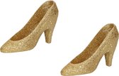 4x Kersthangers gouden hakken/pumps 10 cm kerstboomversiering - Kerstversiering - Kerstornamenten goud