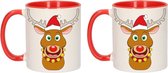 Set de 2x mugs / tasses de Noël renne Rudolph - 300 ml - céramique - tasses à café
