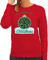 Wiet Kerstbal sweater / foute Kersttrui All i want for Christmas rood voor dames - Kerstkleding / Christmas outfit 2XL