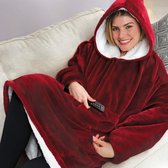 Fleece Deken Met Mouwen - Hoodie Blanket - Oversized Hoodie - Fleece Deken - Dekens - TV Deken - Fleecedeken Met Mouwen - Indoor/Outdoor Coat - Warmte Deken - Plaid Met Mouwen - Sherpa - Rood