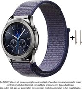 22mm Blauw Nylon Horloge Bandje (zie compatibele modellen) voor Samsung, LG, Asus, Pebble, Huawei, Cookoo, Vostok en Vector - klittenbandsluiting – Maat: zie maatfoto – Blue Nylon