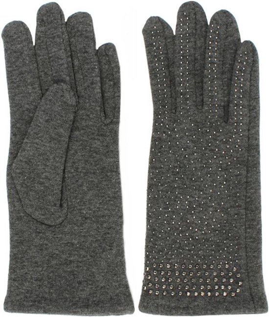 Fleece gevoerde handschoenen met studs kleur grijs maat M L | bol.com