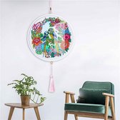 Diamond painting hanger met ronde lijst- Vogels