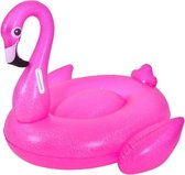 Opblaasbare zwembad luchtbed/ride-on dieren roze flamingo  110 x 102 x 86 cm - Zwembanden/ringen speelgoed dieren