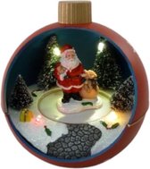 Dickensville Kerstbal Kerstman Led 12 Cm Rood