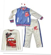 Disney Cars set - joggingpak / trainingspak - 3-delig - broek+vest+longsleeve - blauw/grijs - maat 122/128