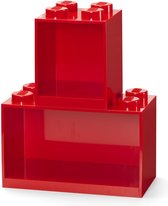 LEGO Iconic Brick Boekenplanken 4 + 8 Noppen - Set van 2 Stuks - Rood