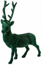 Velvet Hert/Rendier – Donker Groen - H40cm - Kerst decoratie