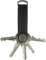 Valenta Sleutelhouder - Key Organizer - 2-7 sleutels - D ring - Leer - Zwart met grijs stiksel