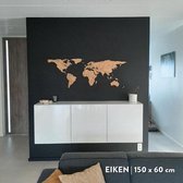 Wereldkaart van Hout - Eiken Large (150 x 60cm) - Antarctica projectie - wanddecoratie - design - muurdecoratie hout