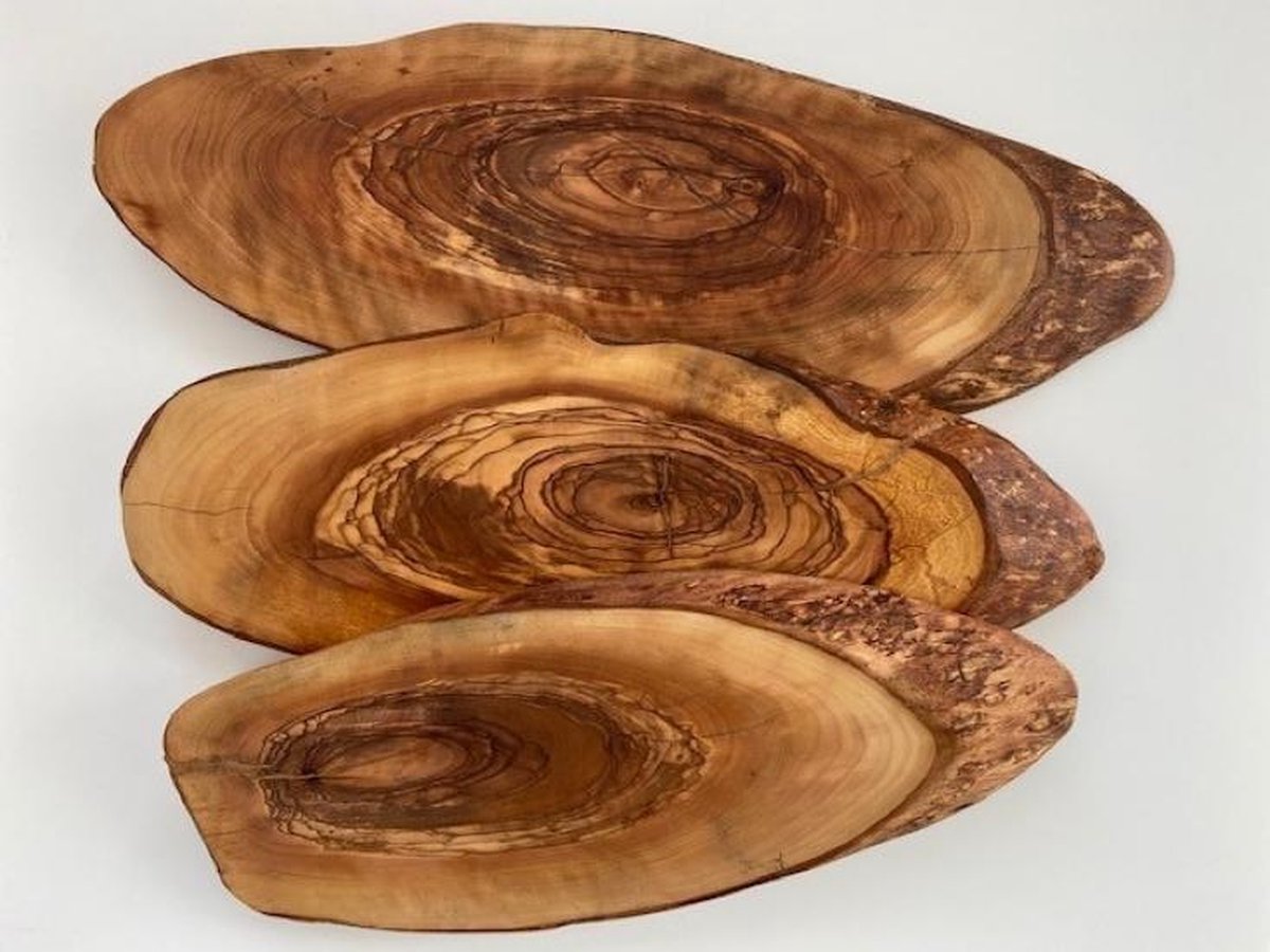 Borrelplank - olijfhout - 3 stuks (36, 40 en 45 cm)