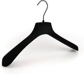[Set van 5] Luxe uitgevoerde zwart fluwelen (velours / flock / fluweel / velvet) kledinghangers / garderobehangers / jashangers met bijpassende zwarte haak en brede schouders voor