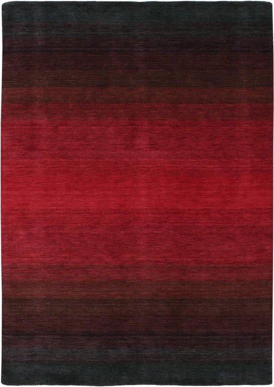 Panorama Black Red Vloerkleed - 80x300  - Rechthoek - Laagpolig Tapijt - Modern - Rood, Zwart